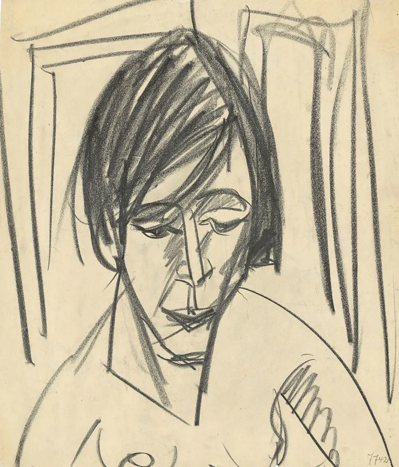 Frauenportrait Erna Schilling Wall Art by Ernst Ludwig Kirchner - High-Resolution Digital Print