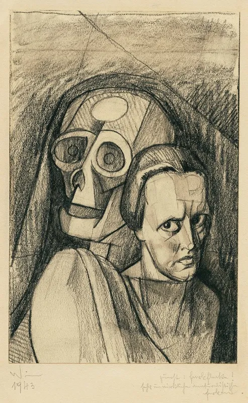Frauenportrat Mit Totenkopf