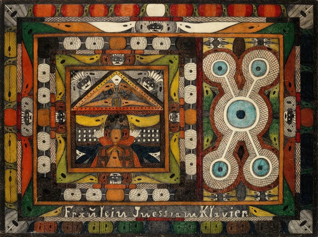 Fraulein Iness Am Klavier Wall Art by Adolf Wölfli - High-Resolution Digital Print