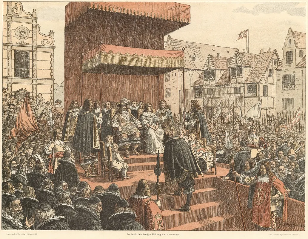 Frederik Den Tredies Hyldning Som Arvekonge Frederick Iii Is Hailed As Absolute Monarch 1660 Wall Art by Poul Steffensen - High-Resolution Digital Print
