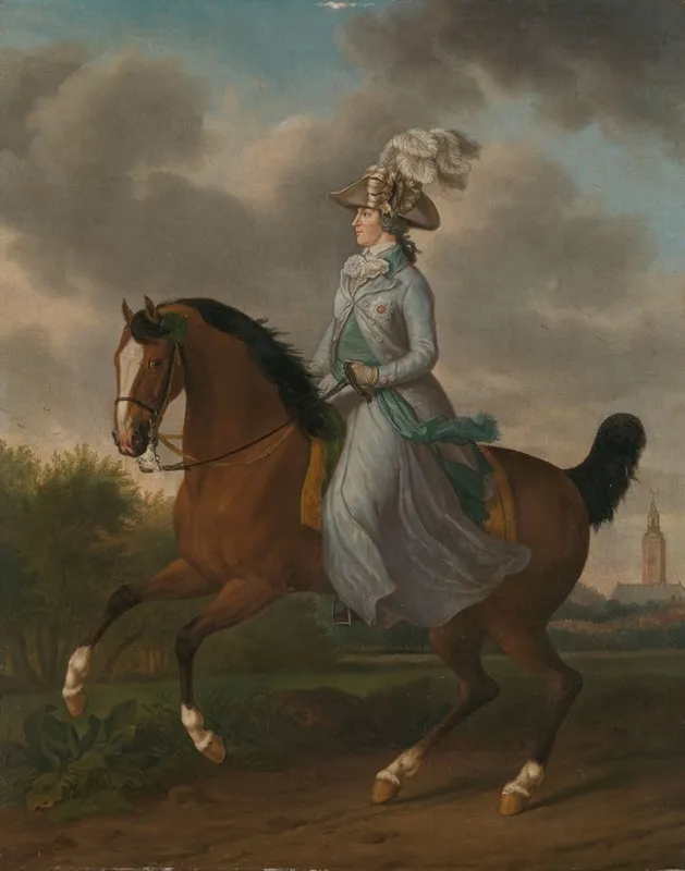 Frederika Sophia Wilhelmina Of Pruissia 1751 1820 Equestrian Portrait Of The Wife Of Prince Willem V Wall Art by Tethart Philip Christian Haag - High-Resolution Digital Print