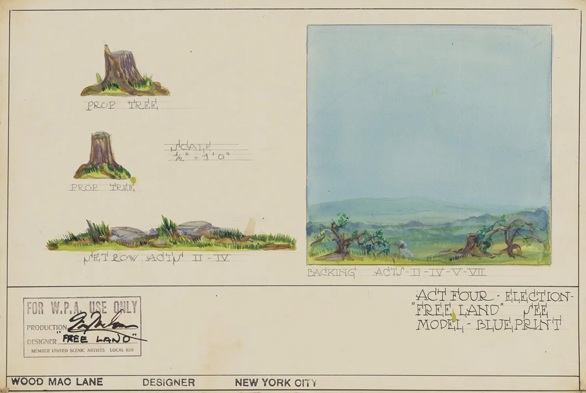 Free Land Sketch No 1 Prop Trees Set Row And Backing Acts Ii Iv V Vii Wall Art by Wood MacLane - High-Resolution Digital Print