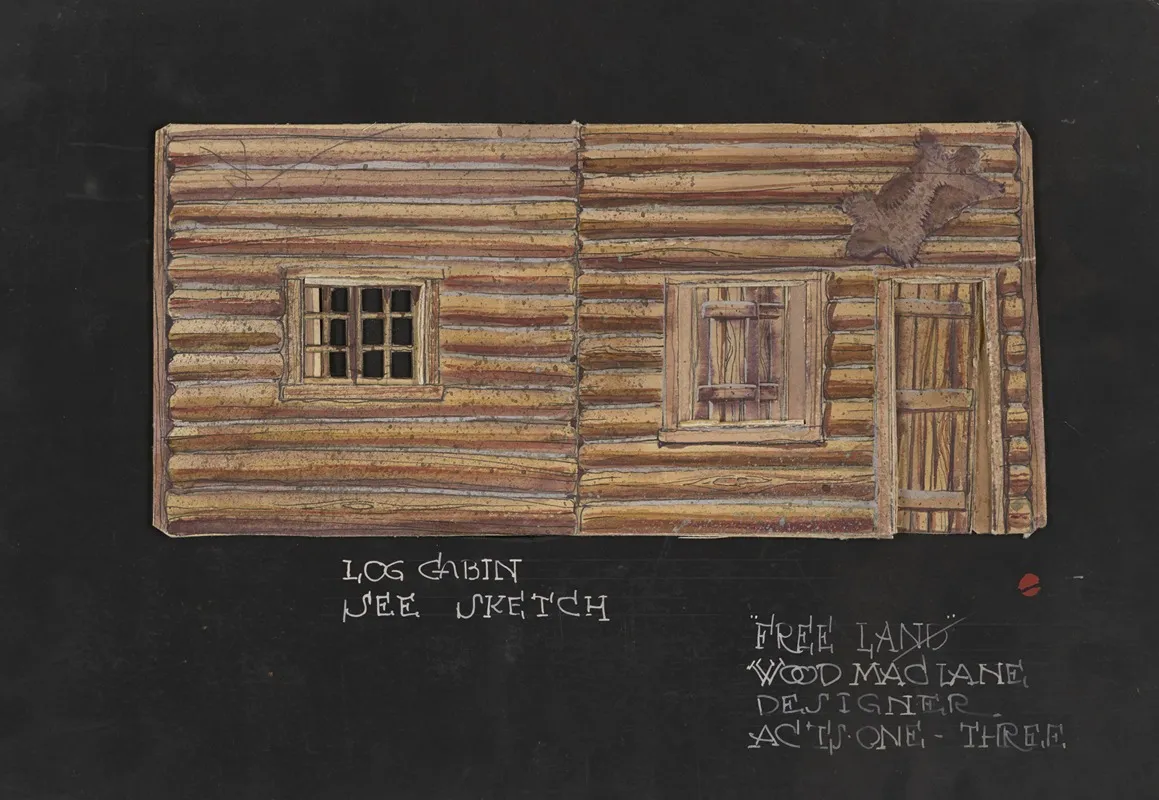 Free Land Sketch No 4 Acts One Three Log Cabin Wall Art by Wood MacLane - High-Resolution Digital Print