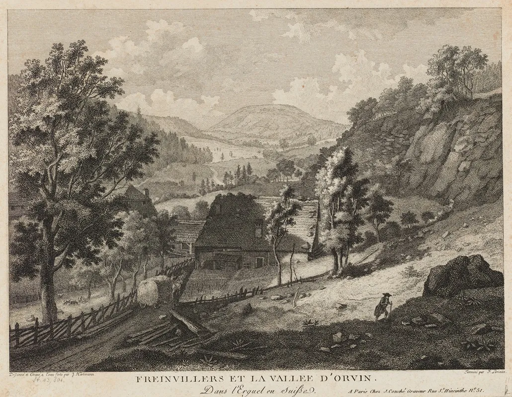 Freinvillers Et La Vallee Dorvin Dans Lerguel En Suisse Wall Art by Johann Joseph Hartmann - High-Resolution Digital Print
