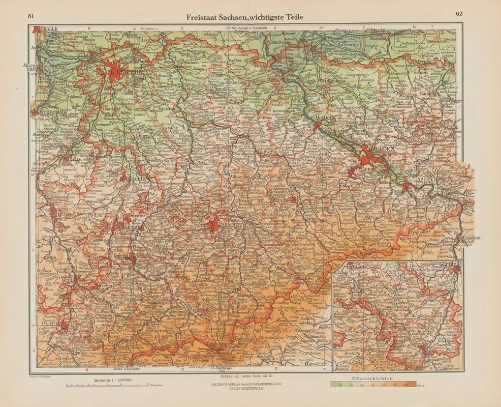 Freistaat Sachsen Wichtigste Teile Wall Art by Ernst Friedrich - High-Resolution Digital Print
