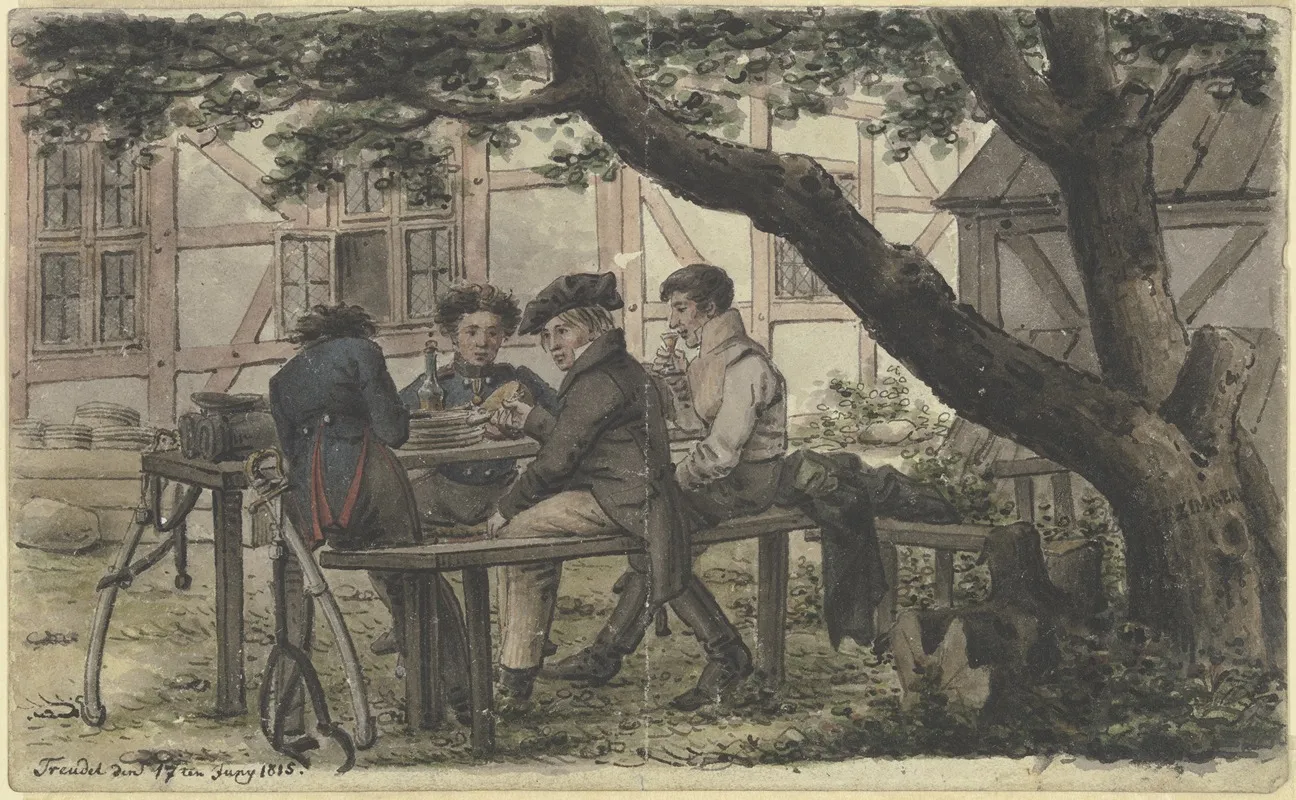 Freiwillige Bei Der Rast Im Wirtshausgarten Wall Art by Carl Zimmermann - High-Resolution Digital Print