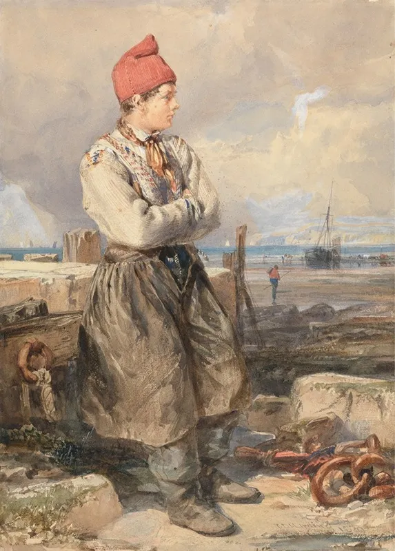 French Coast Scene With Fisherboy