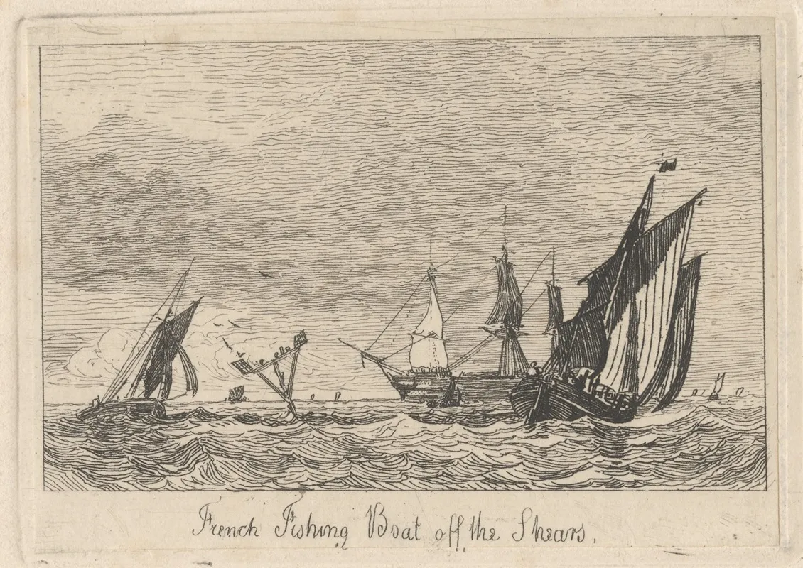 French Fishing Boat Off The Shears Wall Art by Miles Edmund Cotman - High-Resolution Digital Print