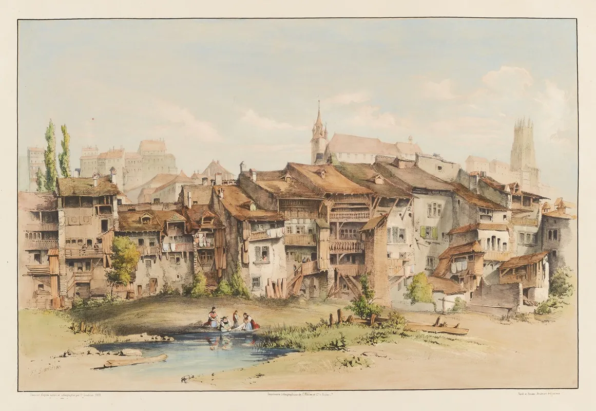 Fribourg Suisse Quartier De La Neuve Ville Wall Art by Frédéric-François d' Andiran - High-Resolution Digital Print