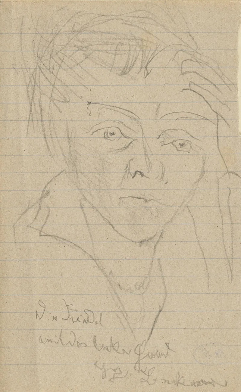 Fridel Battenberg Mit Der Linken Hand Gezeichnet Wall Art by Max Beckmann - Canvas Print
