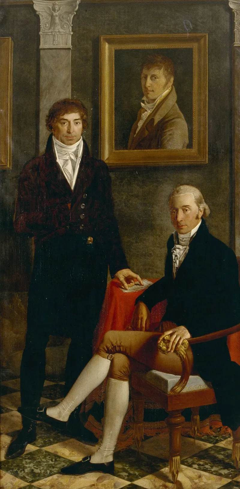 Friendship Portrait Of The Artists Francois Wynckelman Francois Van Der Donckt And Joseph Odevaere 2 Wall Art by Joseph Denis Odevaere - High-Resolution Digital Print
