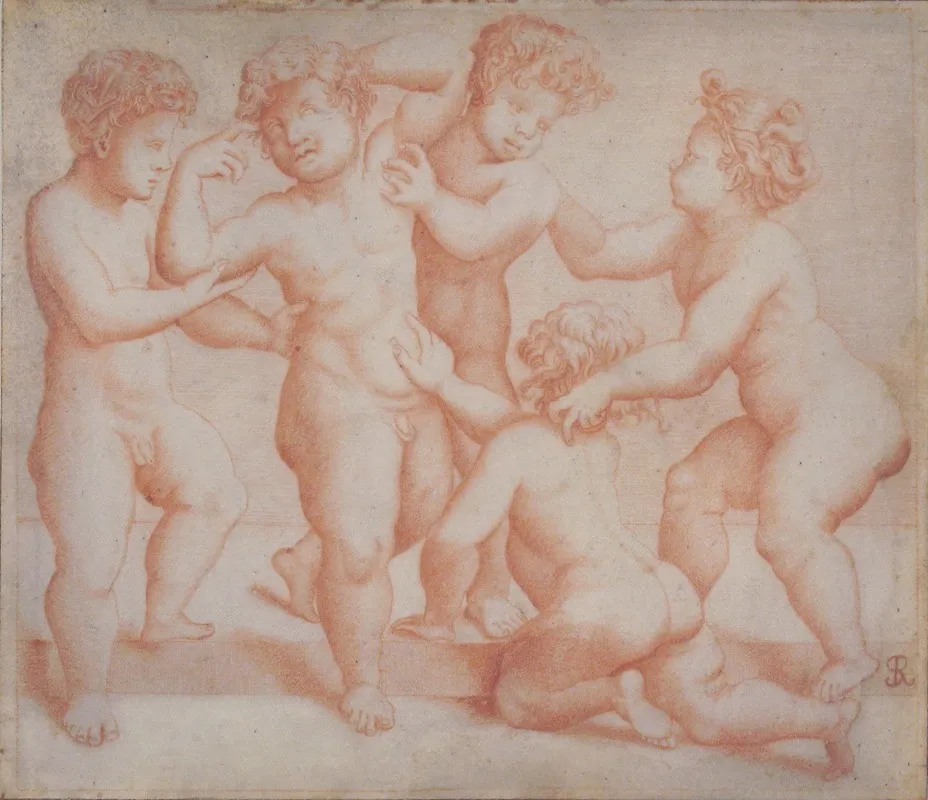 Frieze Of Five Putti Wall Art by After Marco Dente - High-Resolution Digital Print