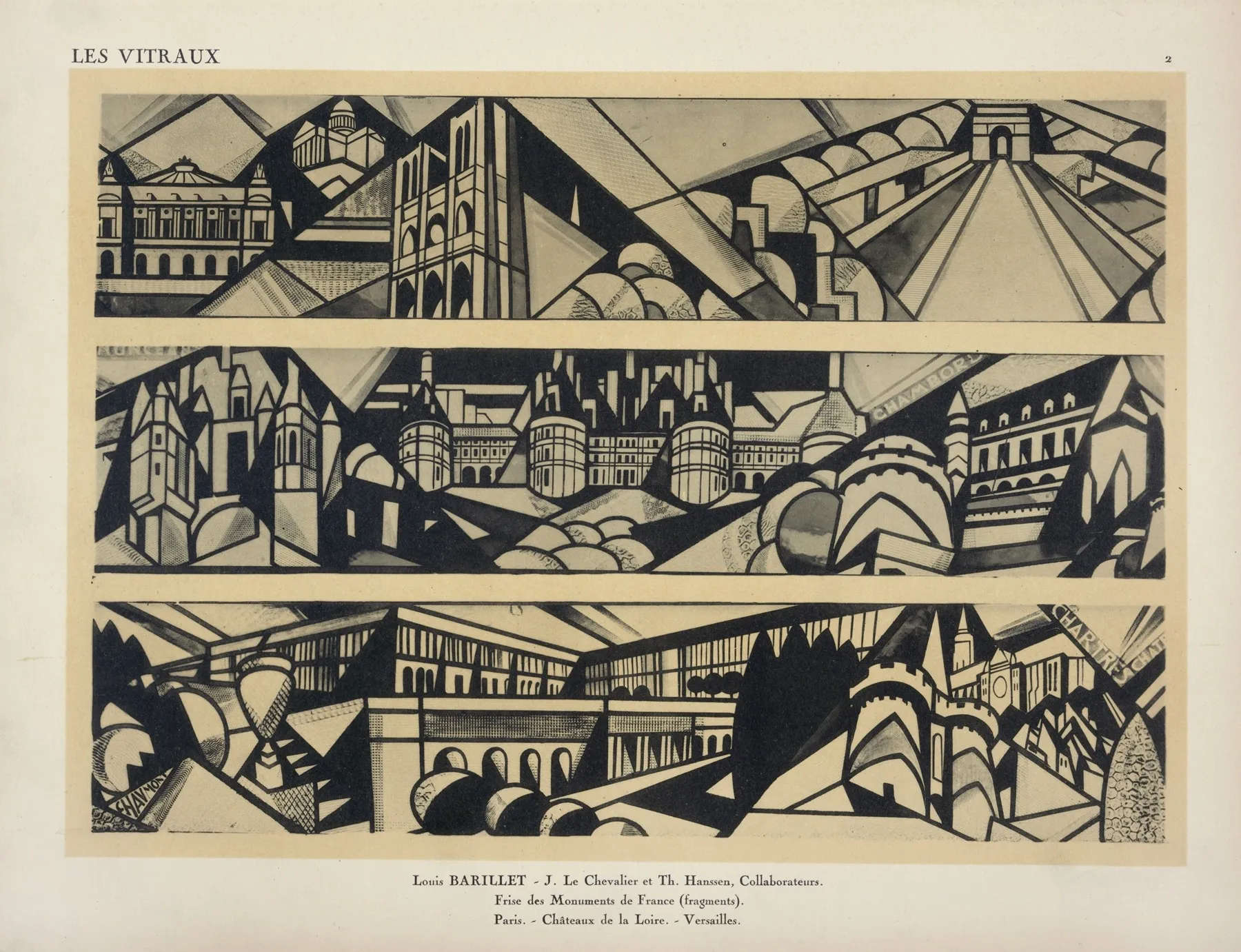 Frise Des Monuments De France Fragments 1 Paris 2 Chateaux De La Loire 3 Versailles Au Pavillon Des Renseignements Et Du Tourisme Wall Art by Jacques Gruber - High-Resolution Digital Print