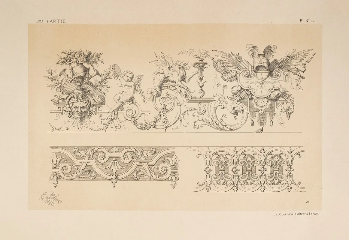 Frises De Voussure Ornements De Bandeaux Genre Louis Xiv Wall Art by Michel Liénard - High-Resolution Digital Print