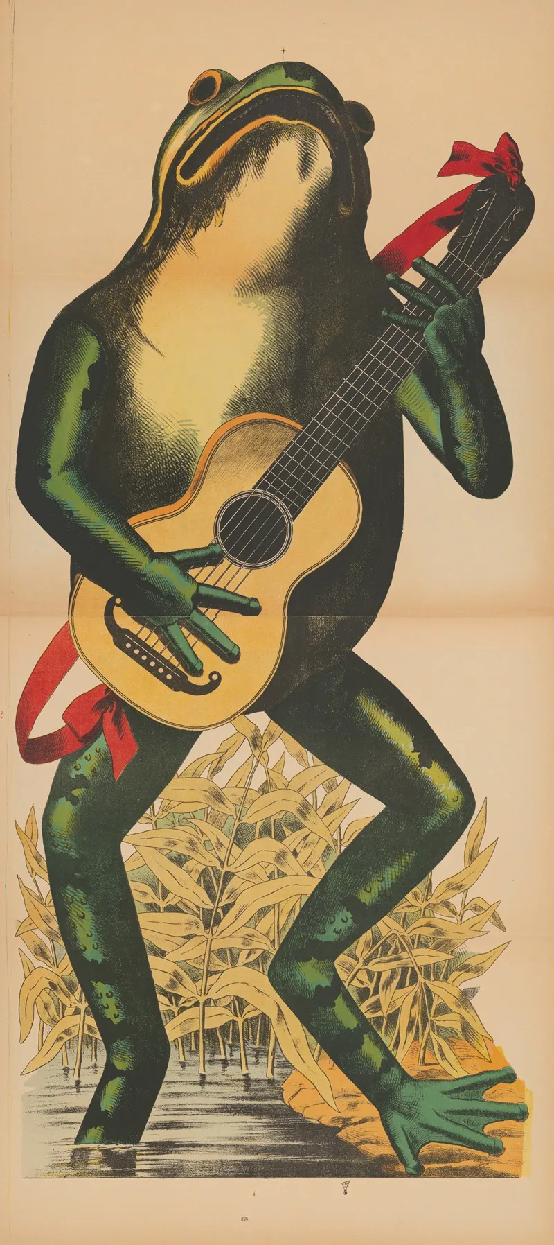Frog Playing Guitar In A Marsh Wall Art by René Ackermann - High-Resolution Digital Print