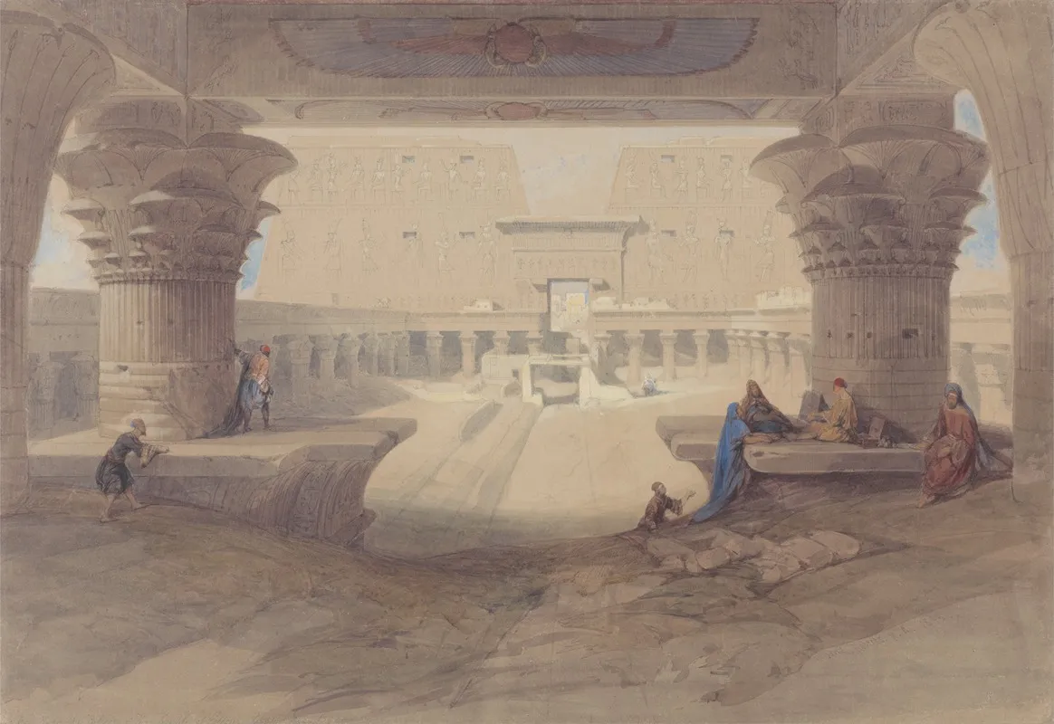 From Under The Portico Of The Temple Of Edfu Upper Egypt Wall Art by David Roberts - High-Resolution Digital Print