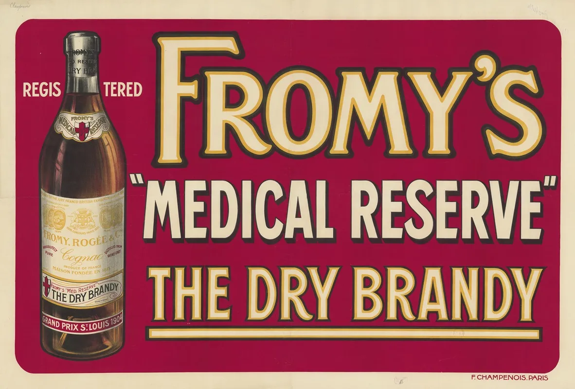 Fromys Medical Reserve The Dry Brandy 2 Wall Art by Imp. F. Champenois - High-Resolution Digital Print