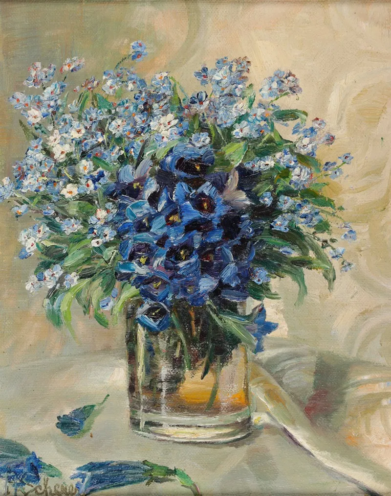 Fruhlingsblumen In Glasvase Wall Art by Rosa Scherer - High-Resolution Digital Print