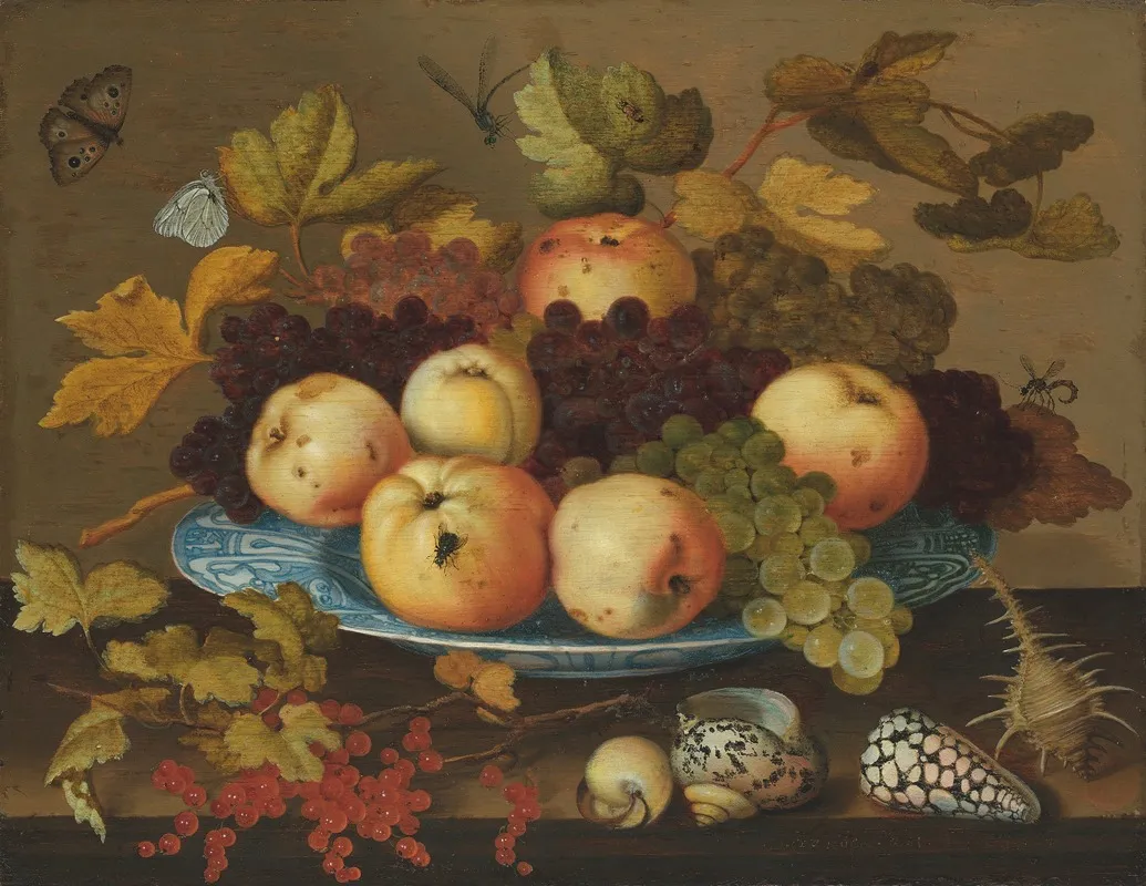 Fruit In A Wan Li Porcelain Dish On A Table Wall Art by Balthasar van der Ast - High-Resolution Digital Print