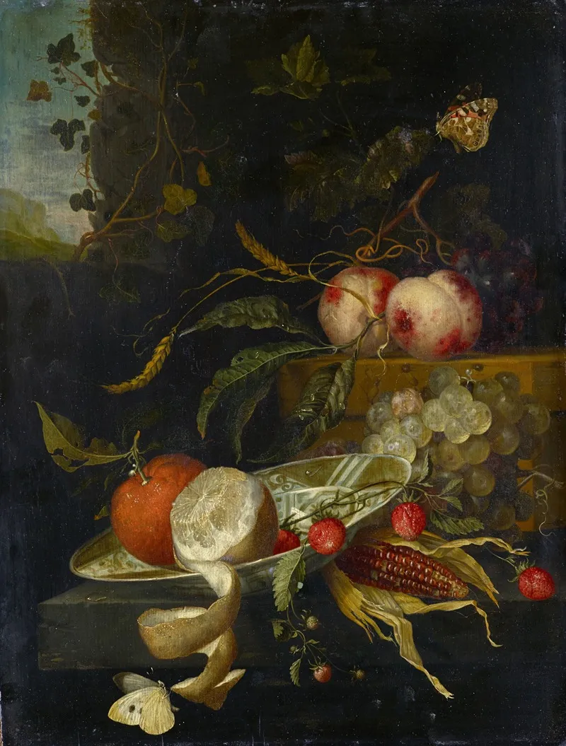 Fruit Piece Still Life Wall Art by Jacob van Walscapelle - High-Resolution Digital Print