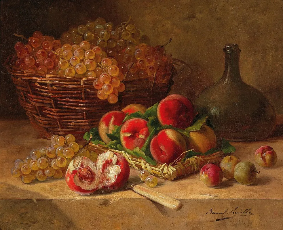 Fruit Still Life With Peaches And Grapes