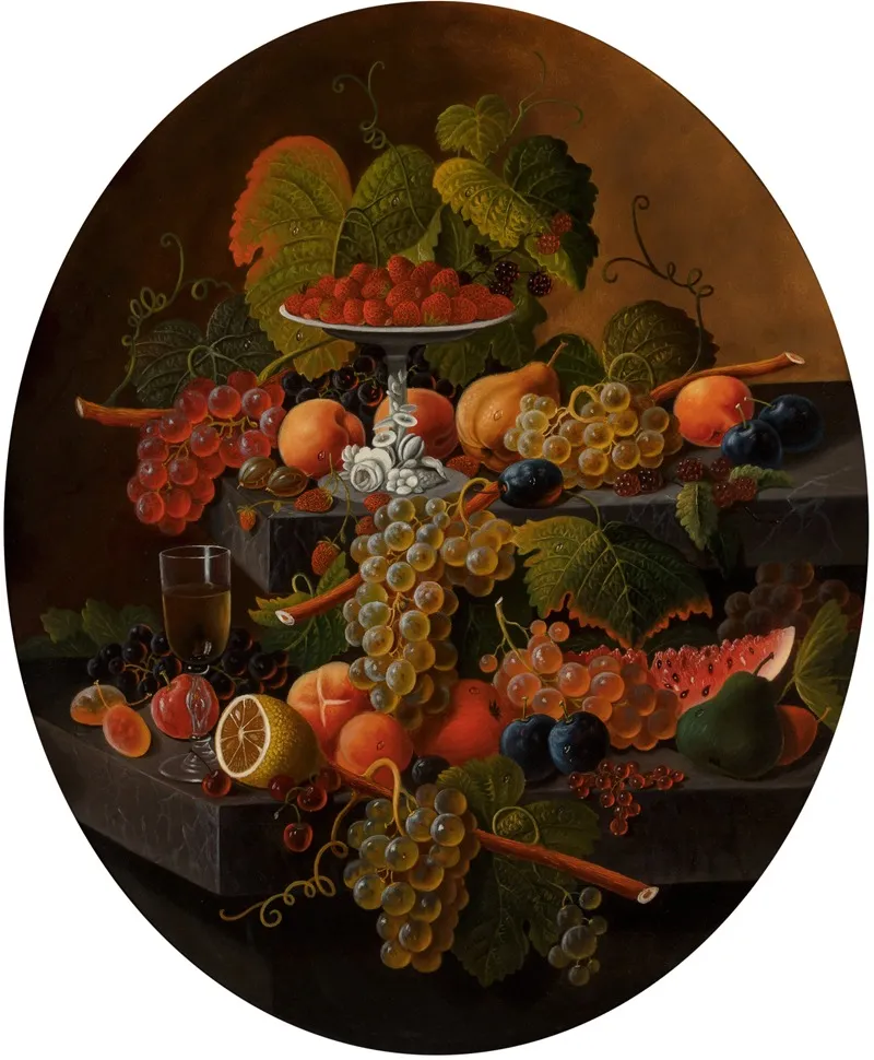 Fruit Still Life With Wine Glass And Compote Wall Art by Severin Roesen - High-Resolution Digital Print