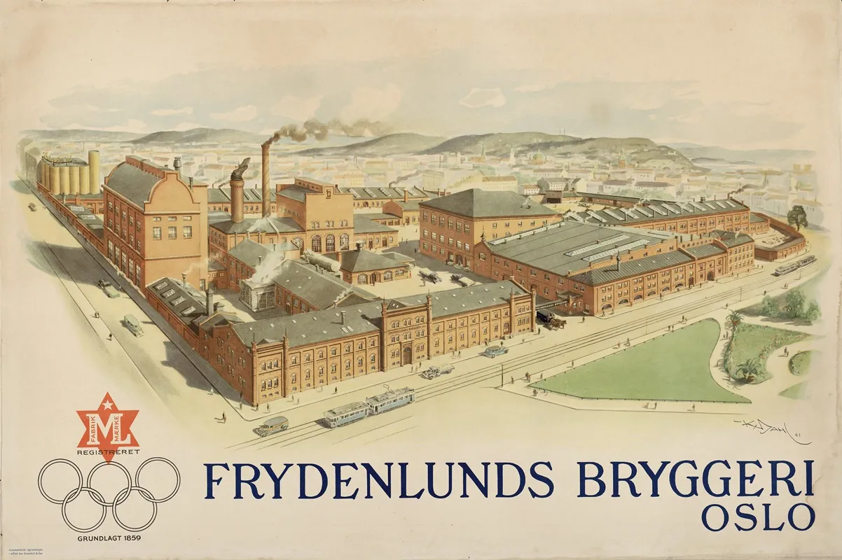 Frydenlunds Bryggeri Oslo Wall Art by Karl Dahl - High-Resolution Digital Print