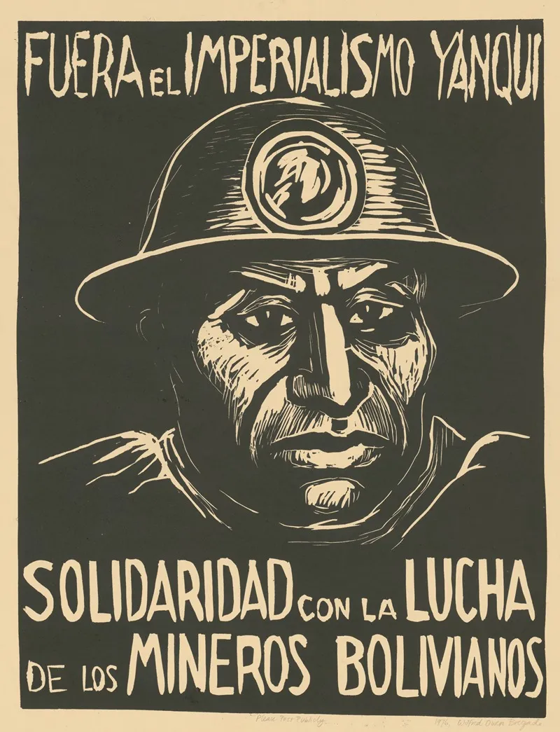 Fuera El Imperialismo Yanqui Solidaridad Con La Lucha De Los Mineros Bolivianos Wall Art by Rachael Romero - High-Resolution Digital Print