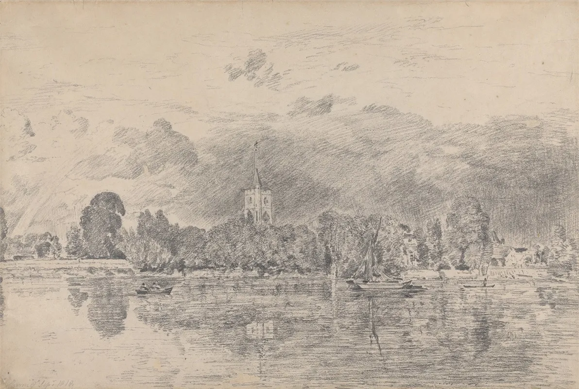 Fulham Church From Across The River Wall Art by John Constable - High-Resolution Digital Print