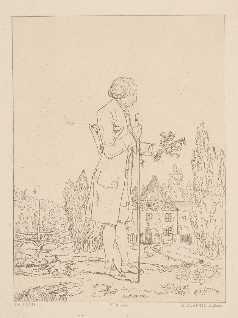 Full Length Portrait Of J J Rousseau Wall Art by Thomas Charles Naudet - High-Resolution Digital Print