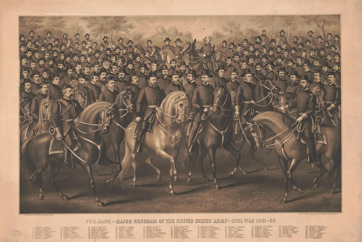 Full Rank Major Generals Of The United States Army Civil War 1861 65 Wall Art by Kurz &amp; Allison - High-Resolution Digital Print