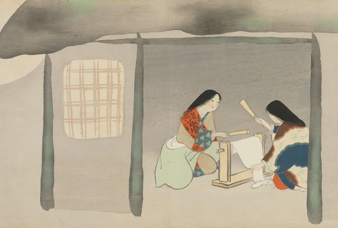 Fulling Silk Uchiginu Wall Art by Kamisaka Sekka - High-Resolution Digital Print