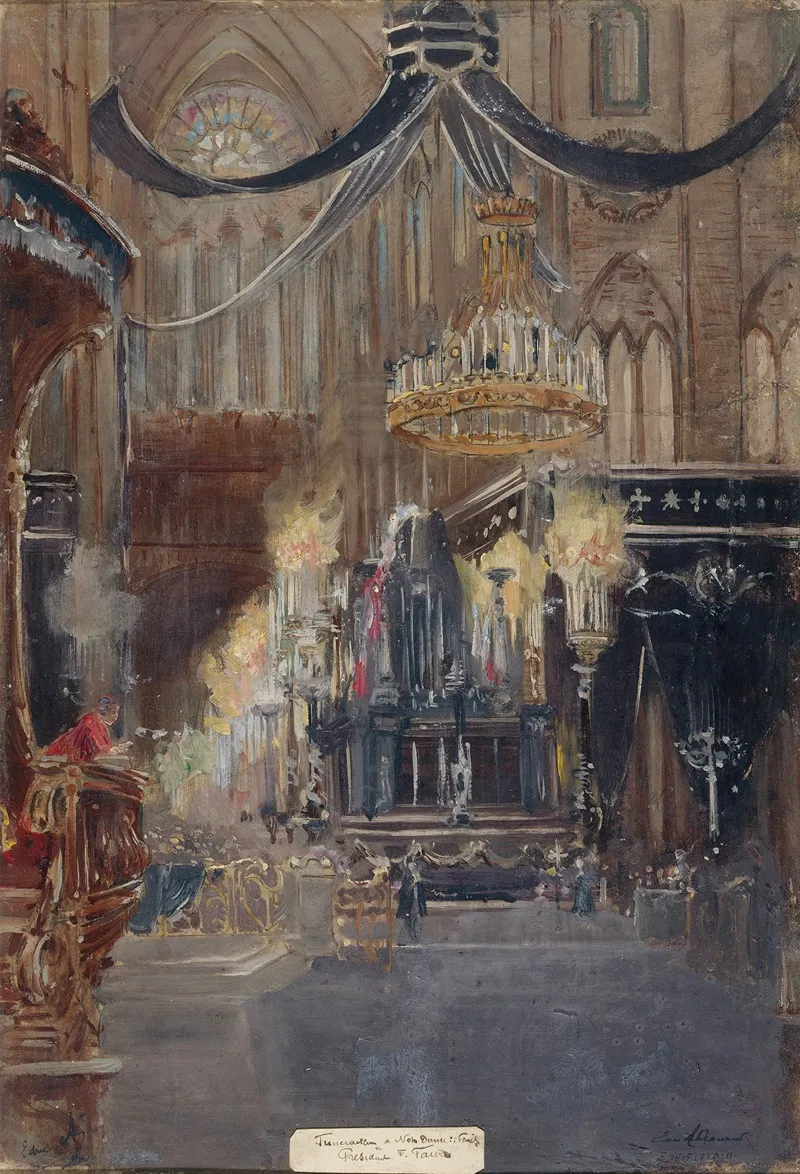 Funerailles Du President Felix Faure A Notre Dame Le 23 Fevrier 1899 Wall Art by Jean Baptiste Edmond Allouard - High-Resolution Digital Print