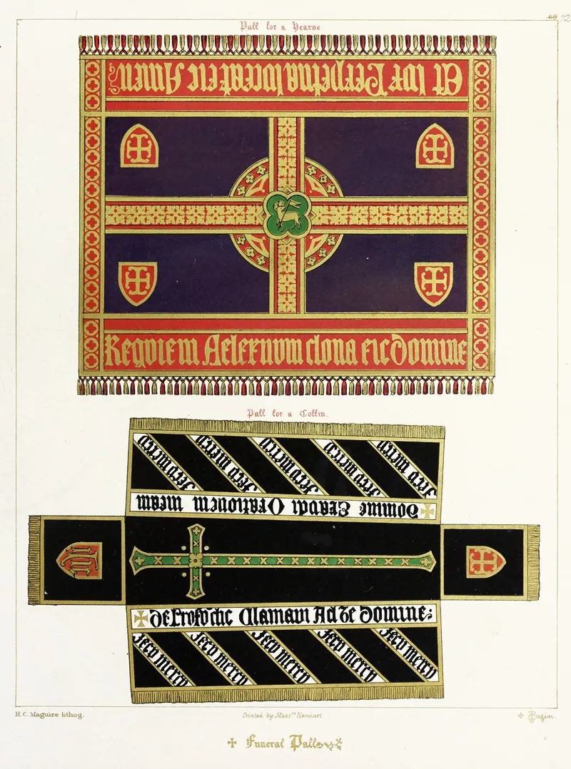 Funeral Palls For A Herse And A Coffin Wall Art by Augustus Pugin - High-Resolution Digital Print