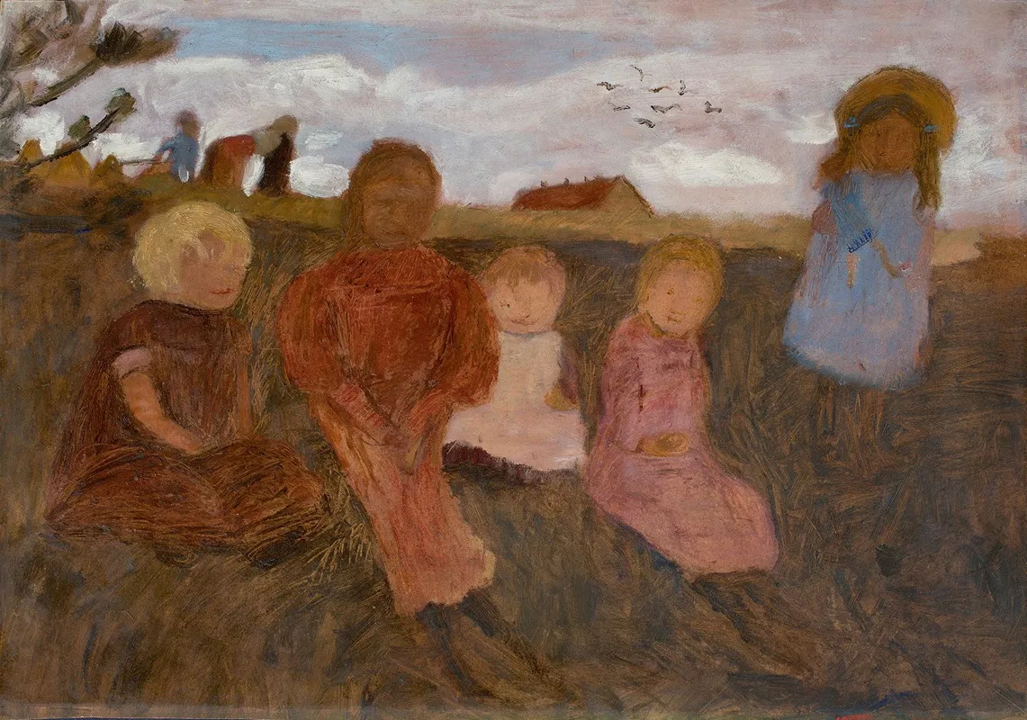 Funf Kinder An Einem Hang Rechts Elsbeth Wall Art by Paula Modersohn-Becker - High-Resolution Digital Print
