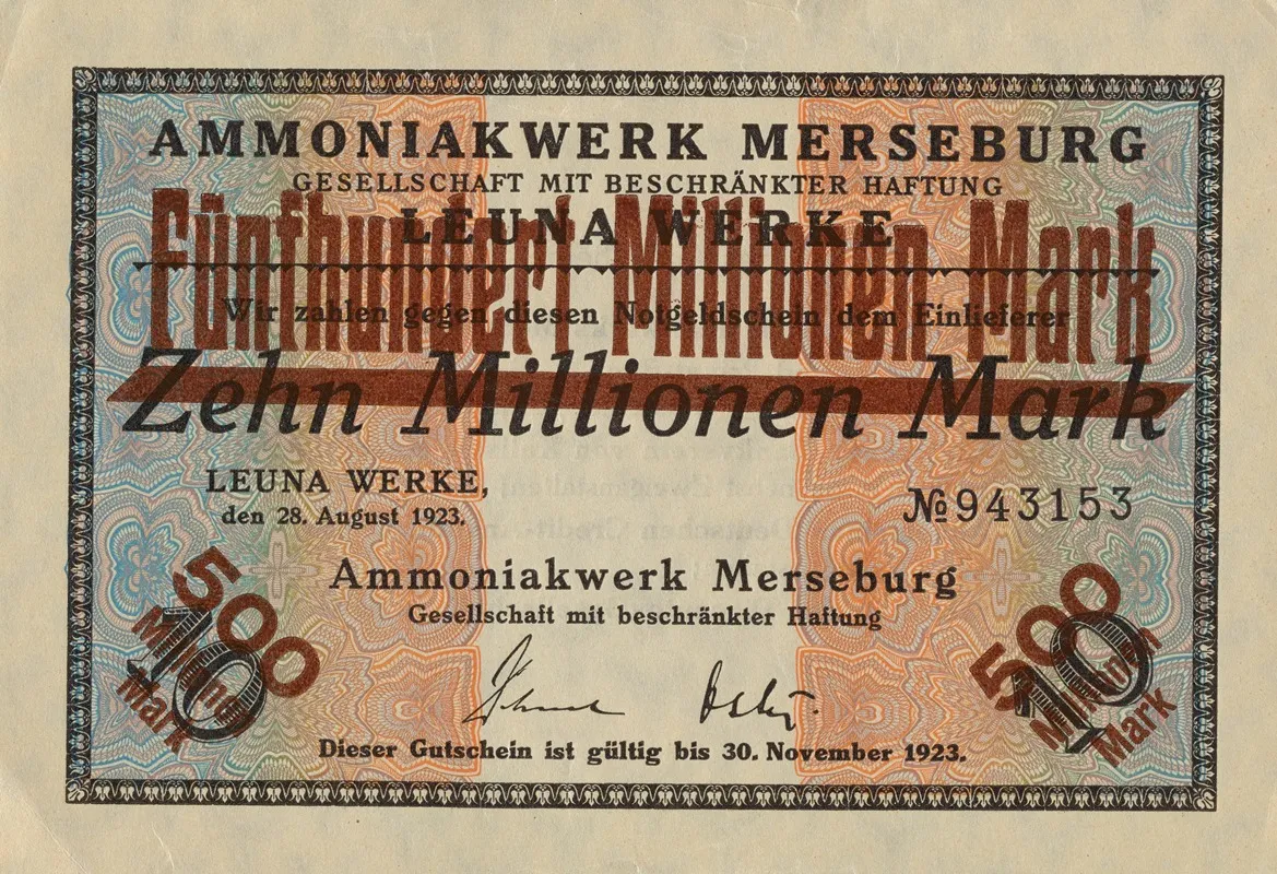 Funfhundert Millionen Mark Notgeldschein Wall Art by Badische Anilin &amp; Soda-Fabrik - High-Resolution Digital Print