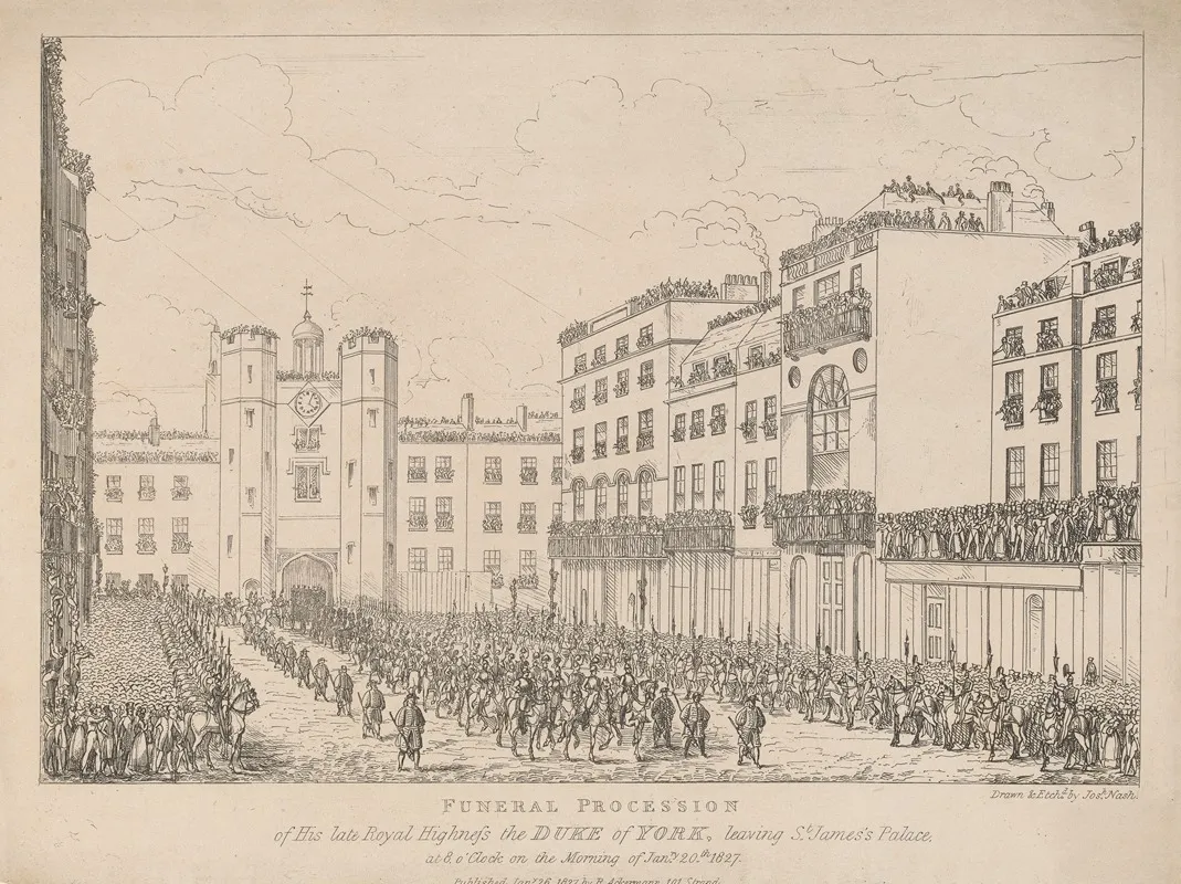 Furneral Procession Of His Late R H The Duke Of York Leaving St Jamess Palace Wall Art by Joseph Nash - High-Resolution Digital Print