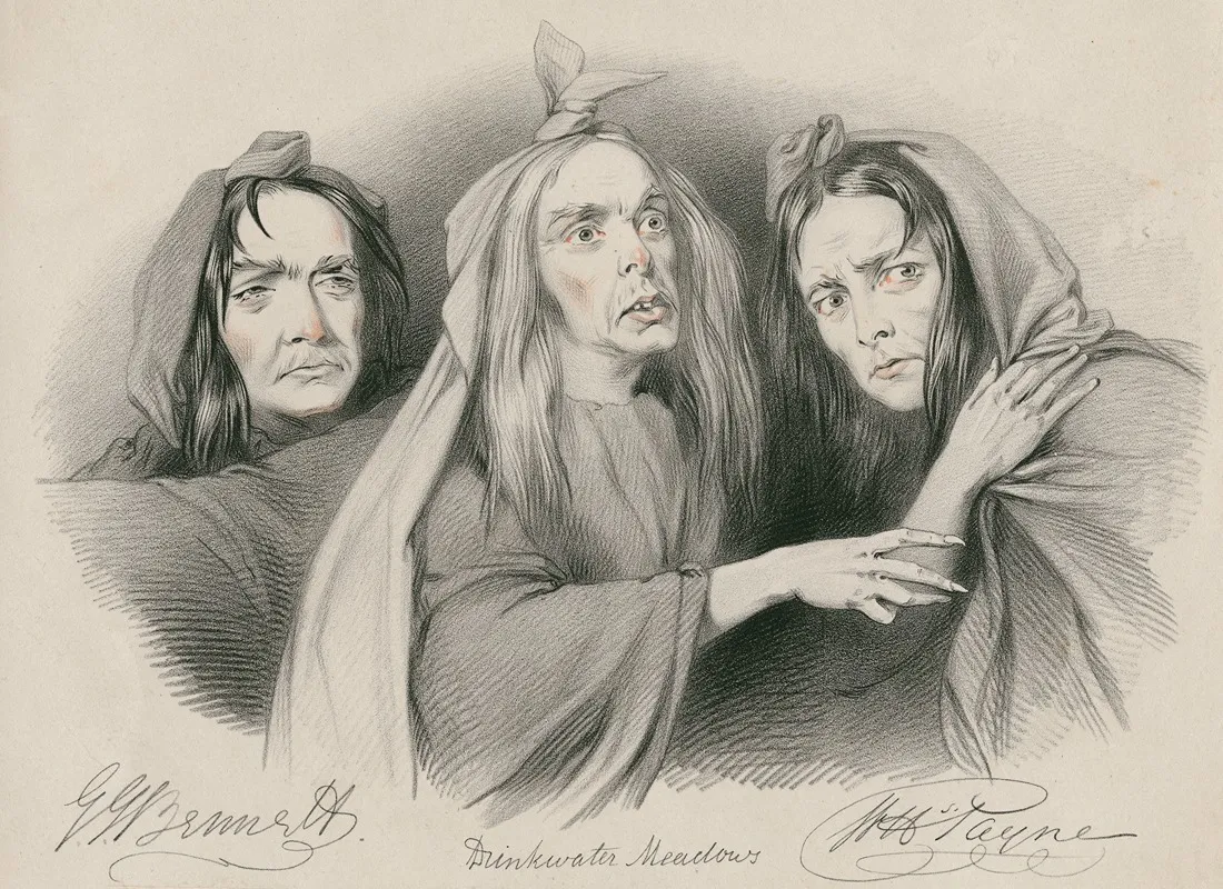 G J Bennett Drinkwater Meadows W H Payne As The Three Witches In Shakespeares Macbeth A Drum A Drum Macbeth Doth Come Wall Art by Richard James Lane - High-Resolution Digital Print