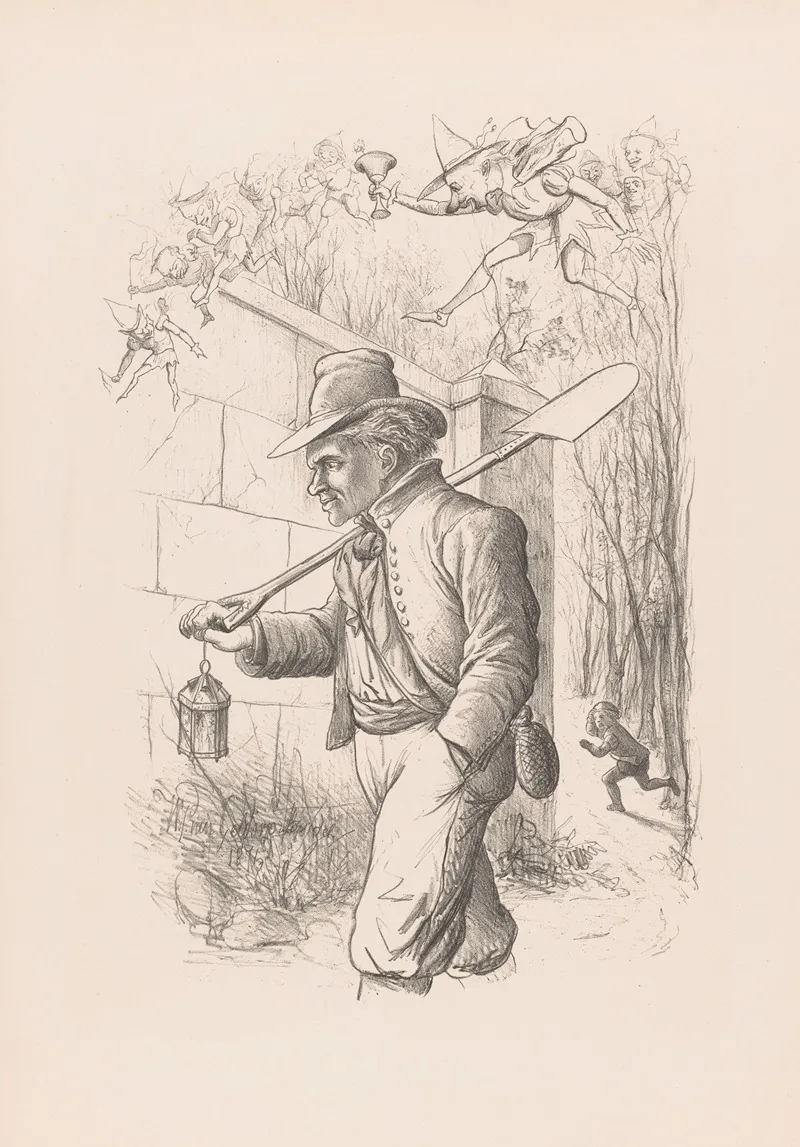 Gabriel Grub On His Way To The Cemetery Wall Art by Wilhelmus Petrus van Geldorp - High-Resolution Digital Print