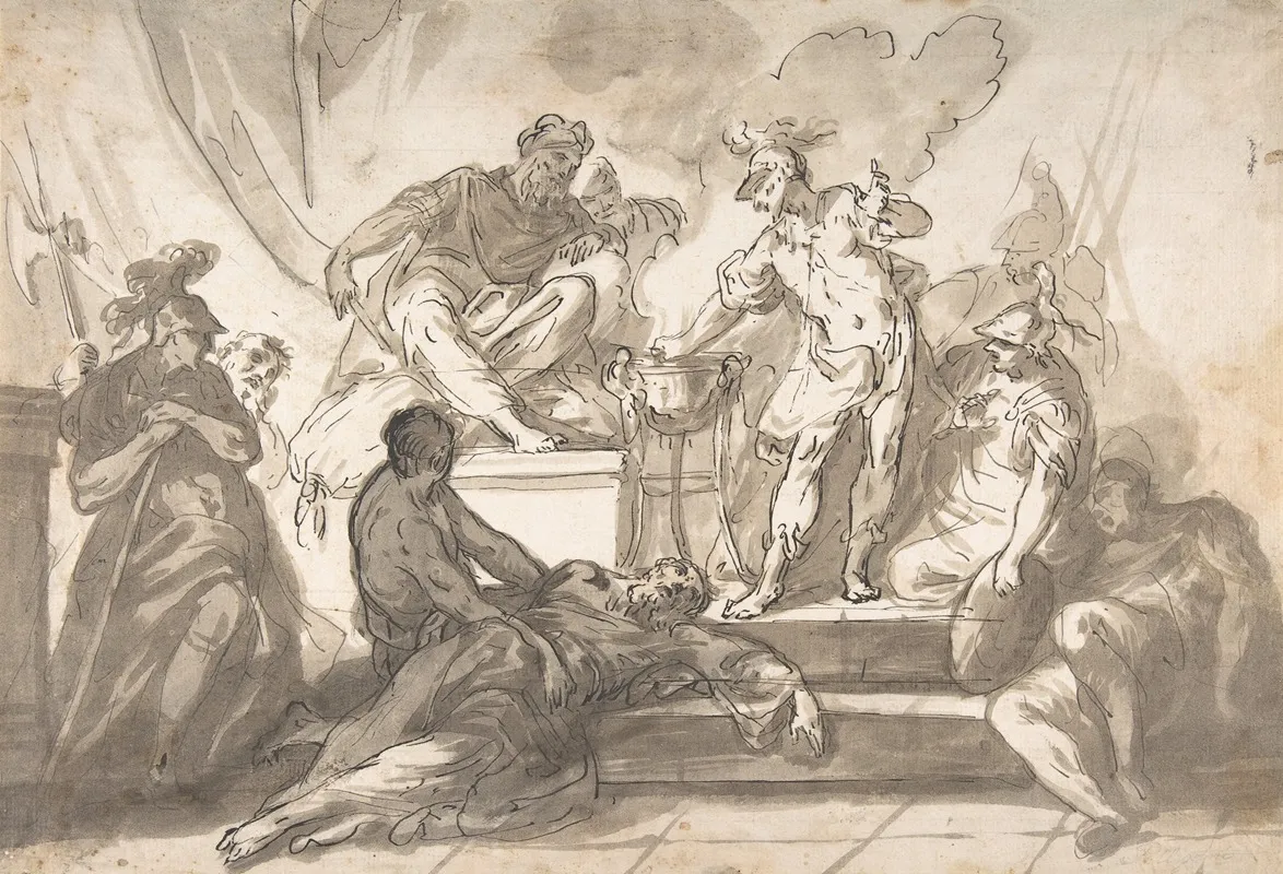 Gaius Mucius Scaevola Thrusting His Right Hand Into Fire Wall Art by Marco Marcola - High-Resolution Digital Print