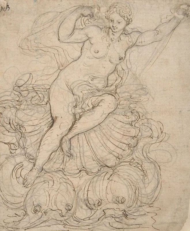 Galatea On Her Chariot Drawn By Dolphins
