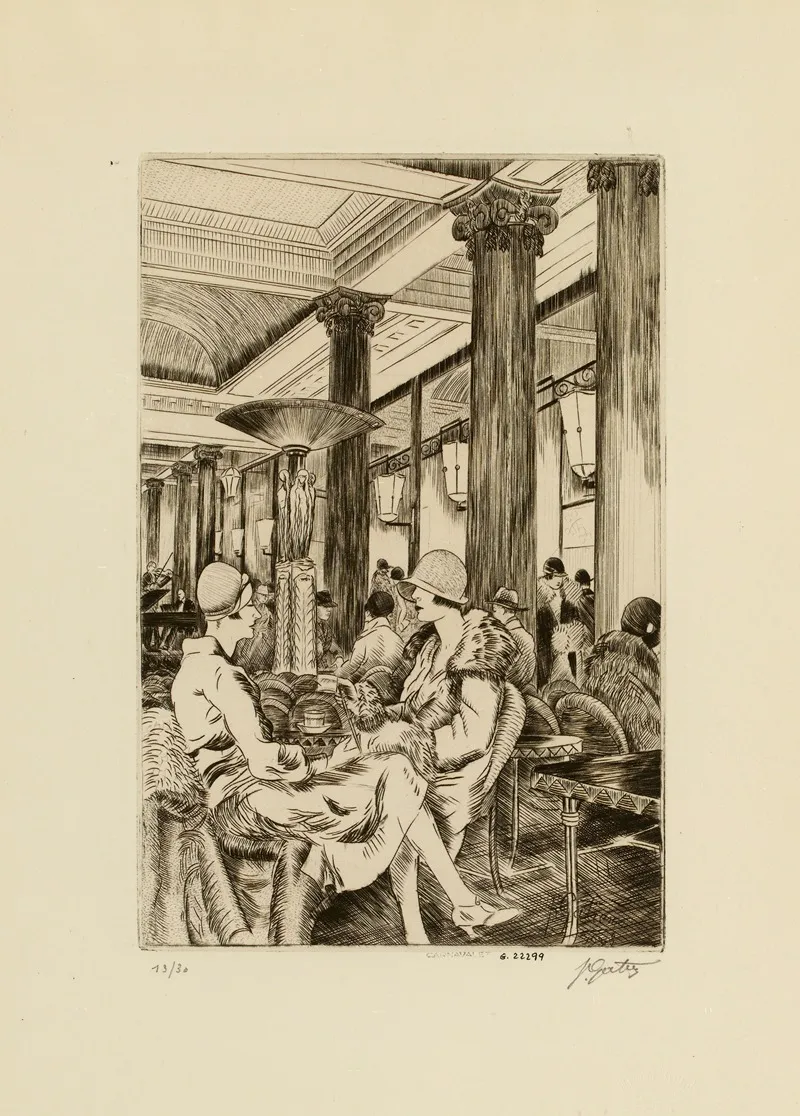 Galerie Des Champs Elysees Salon De The Tea For Two Wall Art by Pierre Gatier - High-Resolution Digital Print