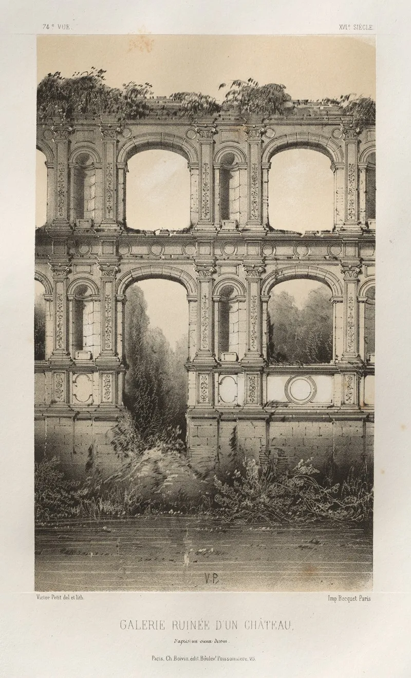 Galerie Ruinee Dun Chateau Dapres Un Vieux Dessin Wall Art by Victor Petit - High-Resolution Digital Print