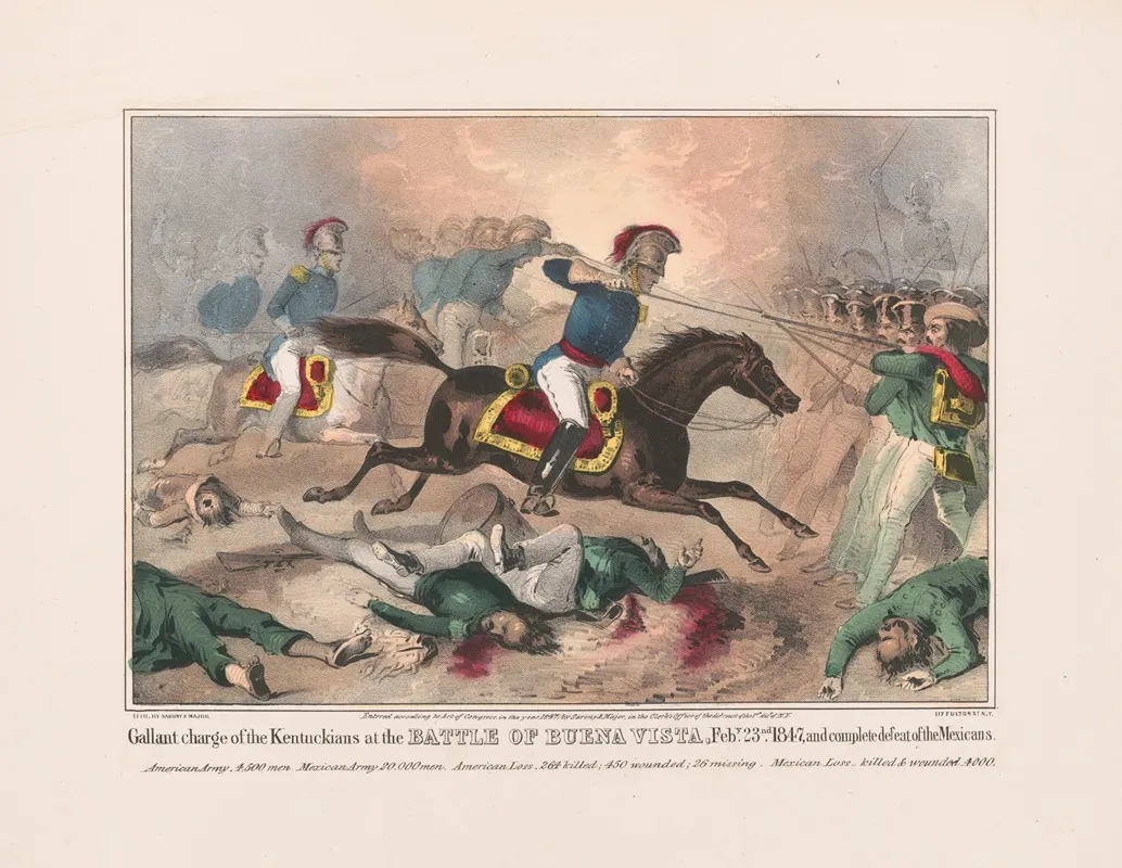 Gallant Charge Of The Kentuckians At The Battle Of Buena Vista Feby 23nd 1847 And Complete Defeat Of The Mexicans Wall Art by Sarony, Major &amp; Knapp Lith. - High-Resolution Digital Print