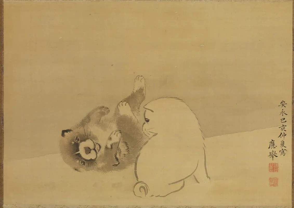 Gamboling Puppies Wall Art by Maruyama Ōkyo - High-Resolution Digital Print