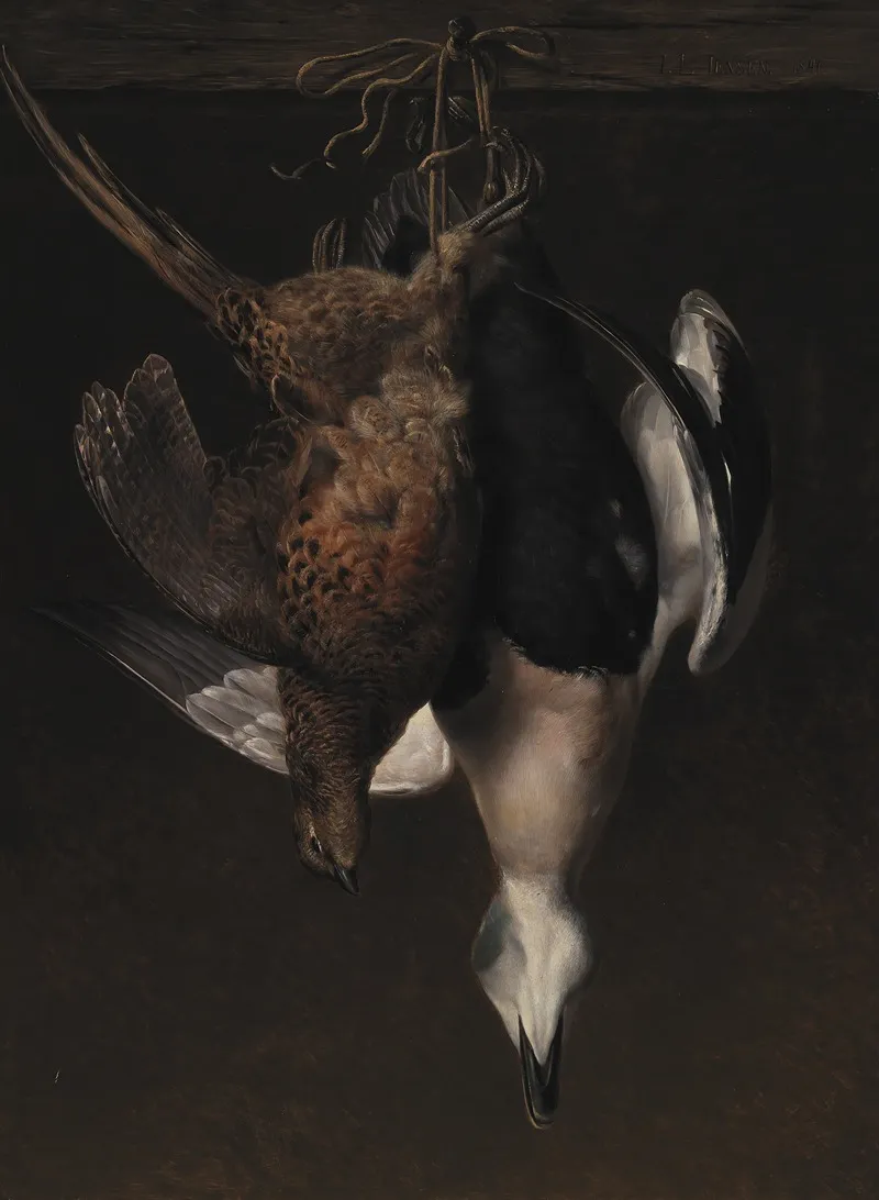 Game A Pheasant And An Eider Wall Art by Johan Laurentz Jensen - High-Resolution Digital Print
