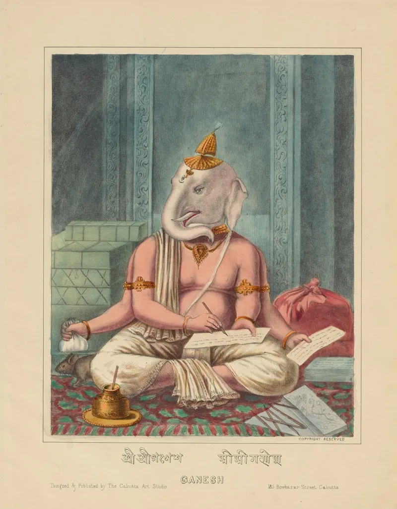 Ganesha Transcribing The Mahabharata Wall Art by Calcutta Art Studio - High-Resolution Digital Print