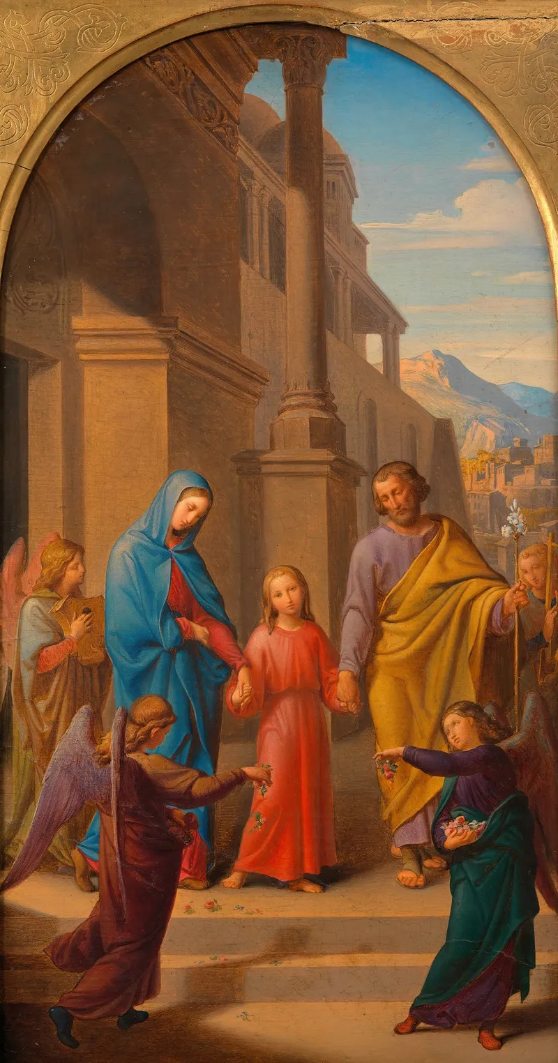 Gang Der Hl Familie Zum Tempel Entwurf Fur Ein Altarbild In Der Lichtentaler Pfarrkirche Wall Art by Leopold Kupelwieser - High-Resolution Digital Print