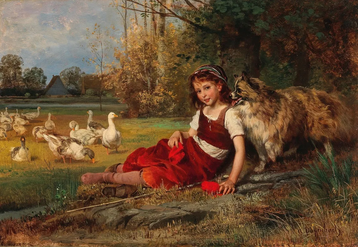 Gansemagd Bei Der Rast Wall Art by Anton Dieffenbach - High-Resolution Digital Print