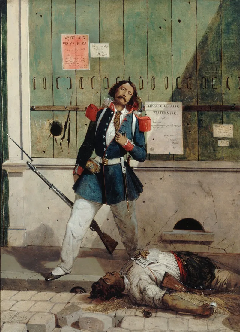 Garde National Blesse Episode De La Revolution De 1848 Wall Art by Alcide-Joseph Lorentz - High-Resolution Digital Print